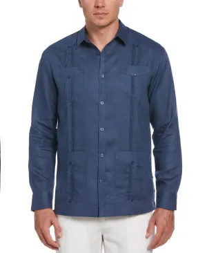 100% Linen Classic Guayabera Shirt - Long Sleeve