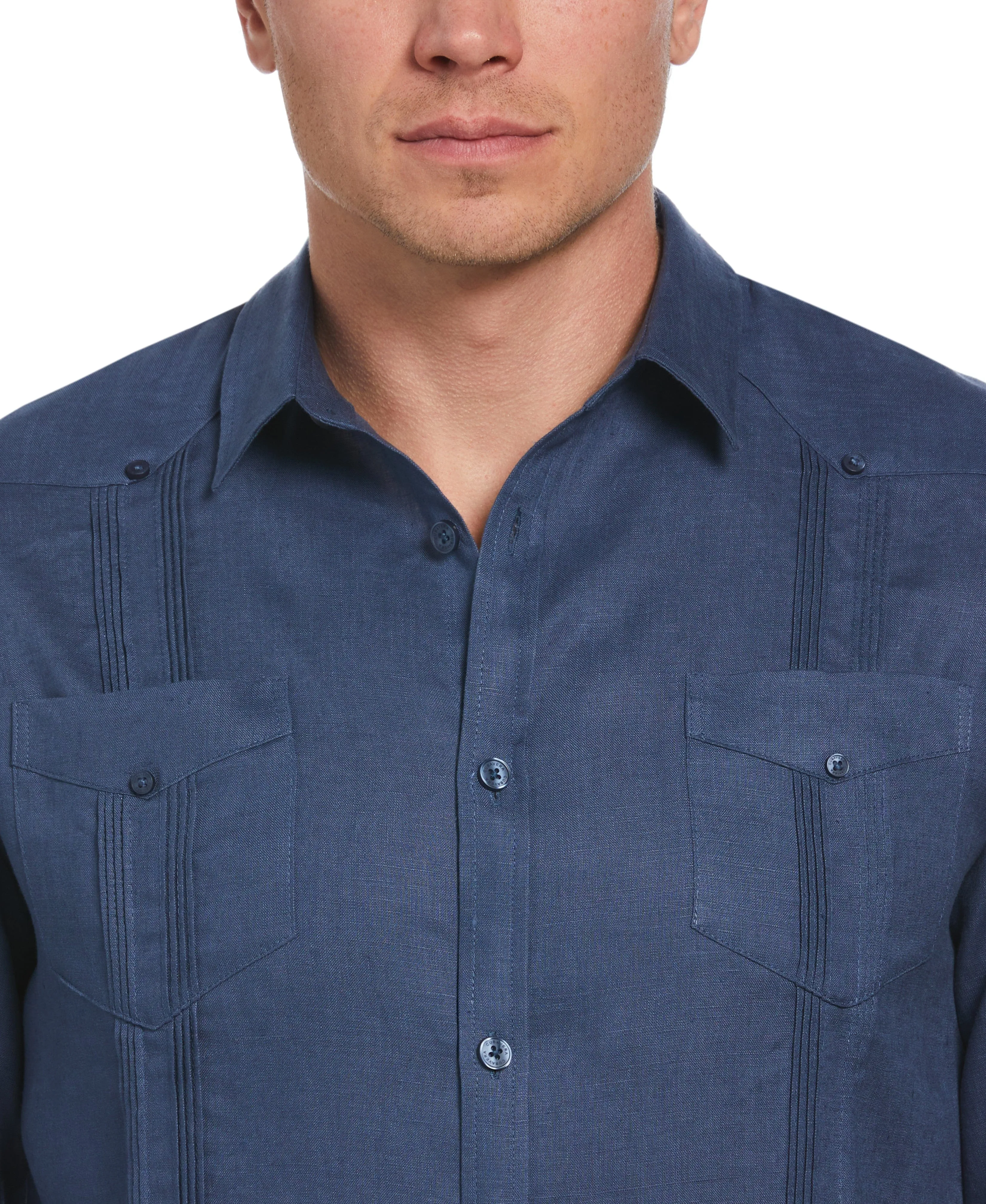 100% Linen Classic Guayabera Shirt - Long Sleeve