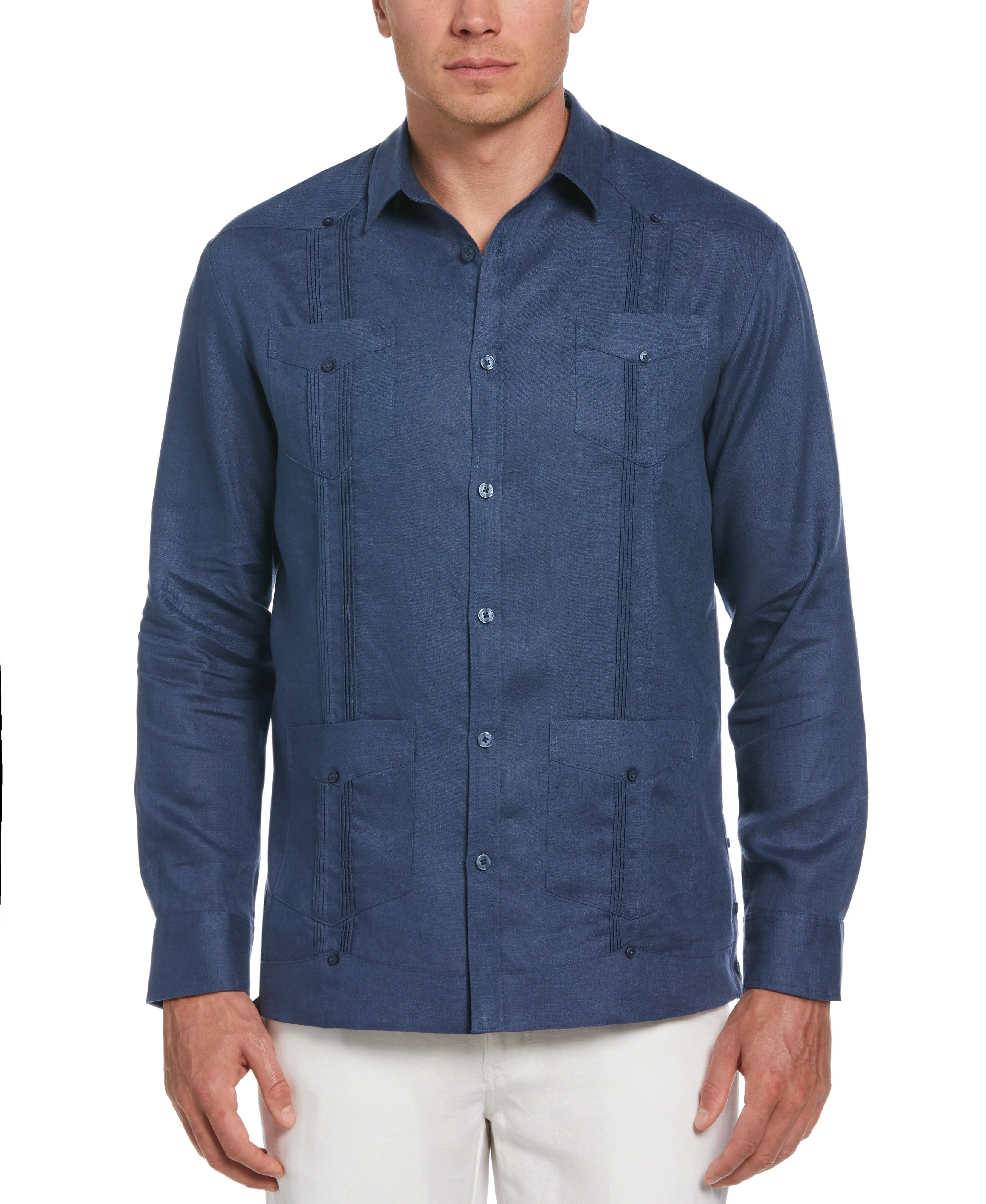 100% Linen Classic Guayabera Shirt - Long Sleeve