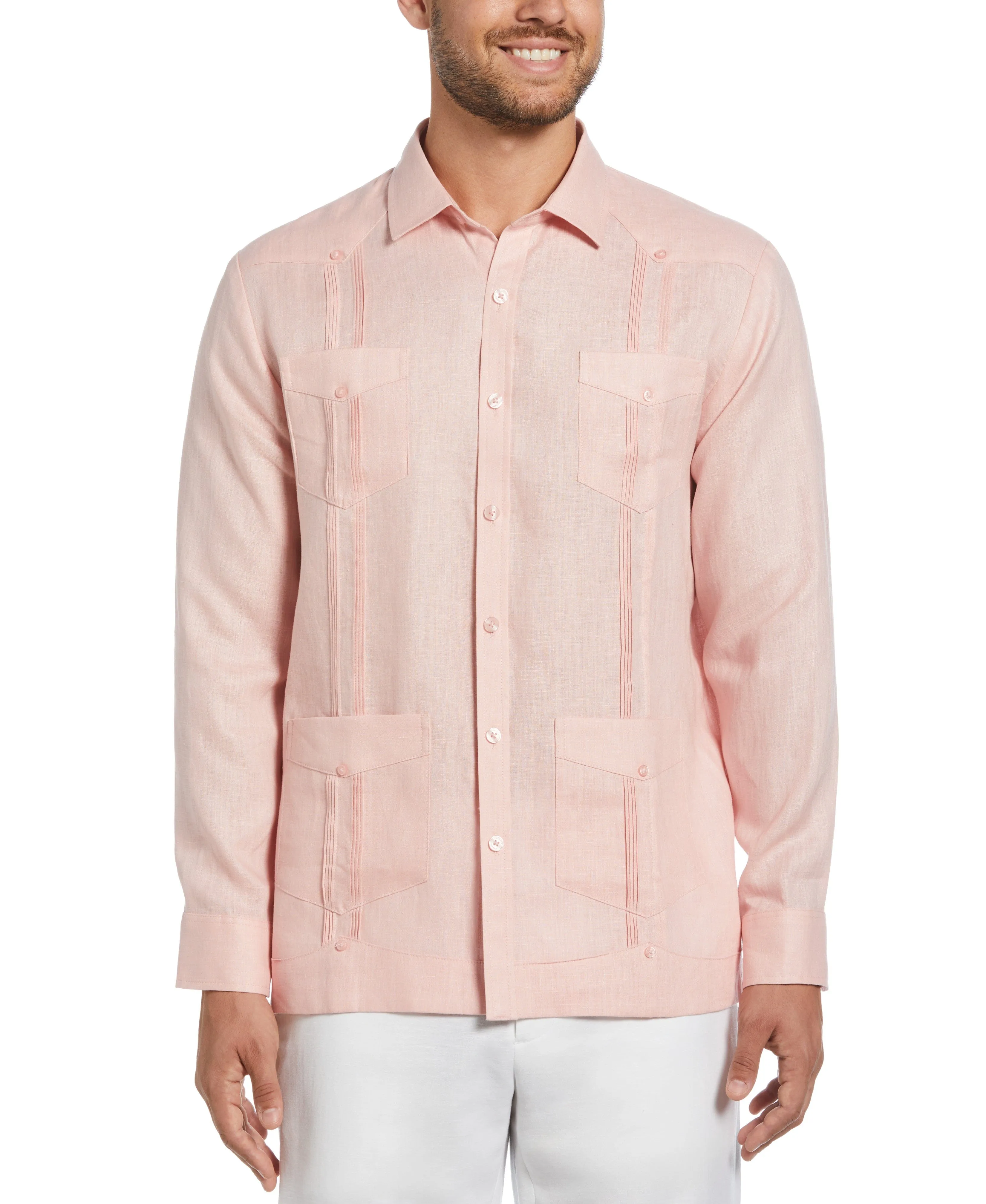 100% Linen Classic Guayabera Shirt - Long Sleeve