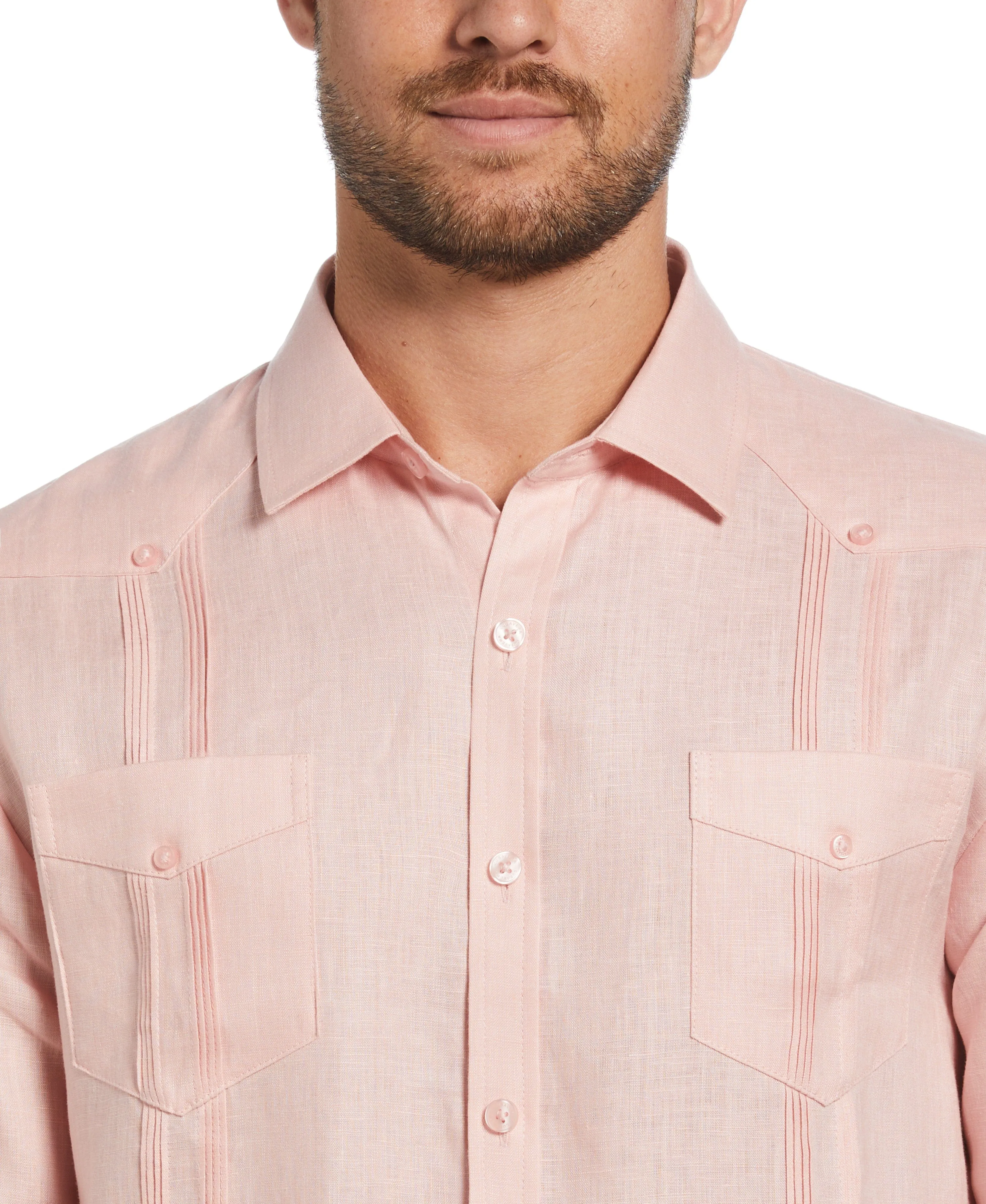 100% Linen Classic Guayabera Shirt - Long Sleeve