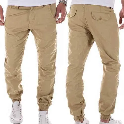 100%Cotton Solid Color Casual Pants