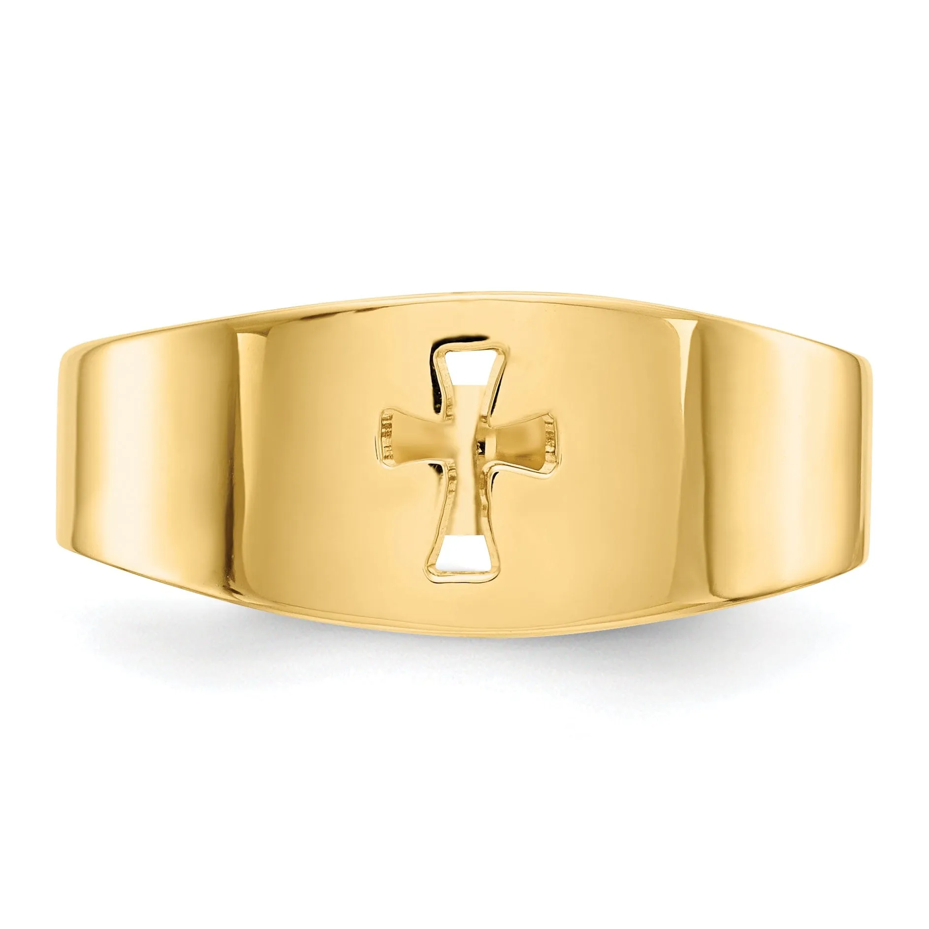 14k Yellow Gold Polished Cut-out Cross Ring