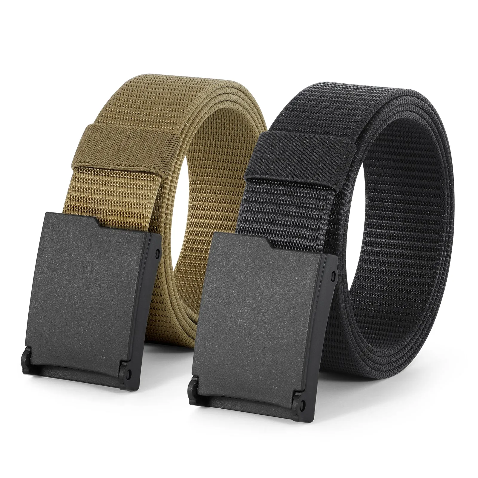 2PCS Men's Elastic Stretch Outdoor Plastic Belt with Removable Buckle Hiking Belt