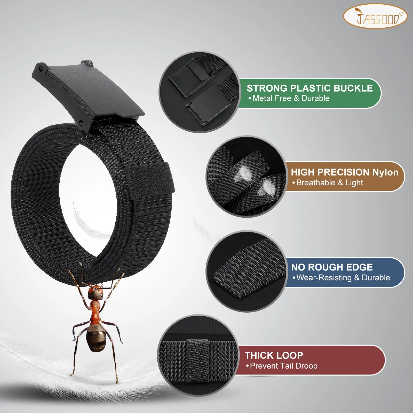2PCS Men's Elastic Stretch Outdoor Plastic Belt with Removable Buckle Hiking Belt
