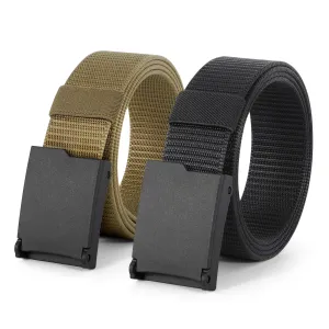2PCS Men's Elastic Stretch Outdoor Plastic Belt with Removable Buckle Hiking Belt