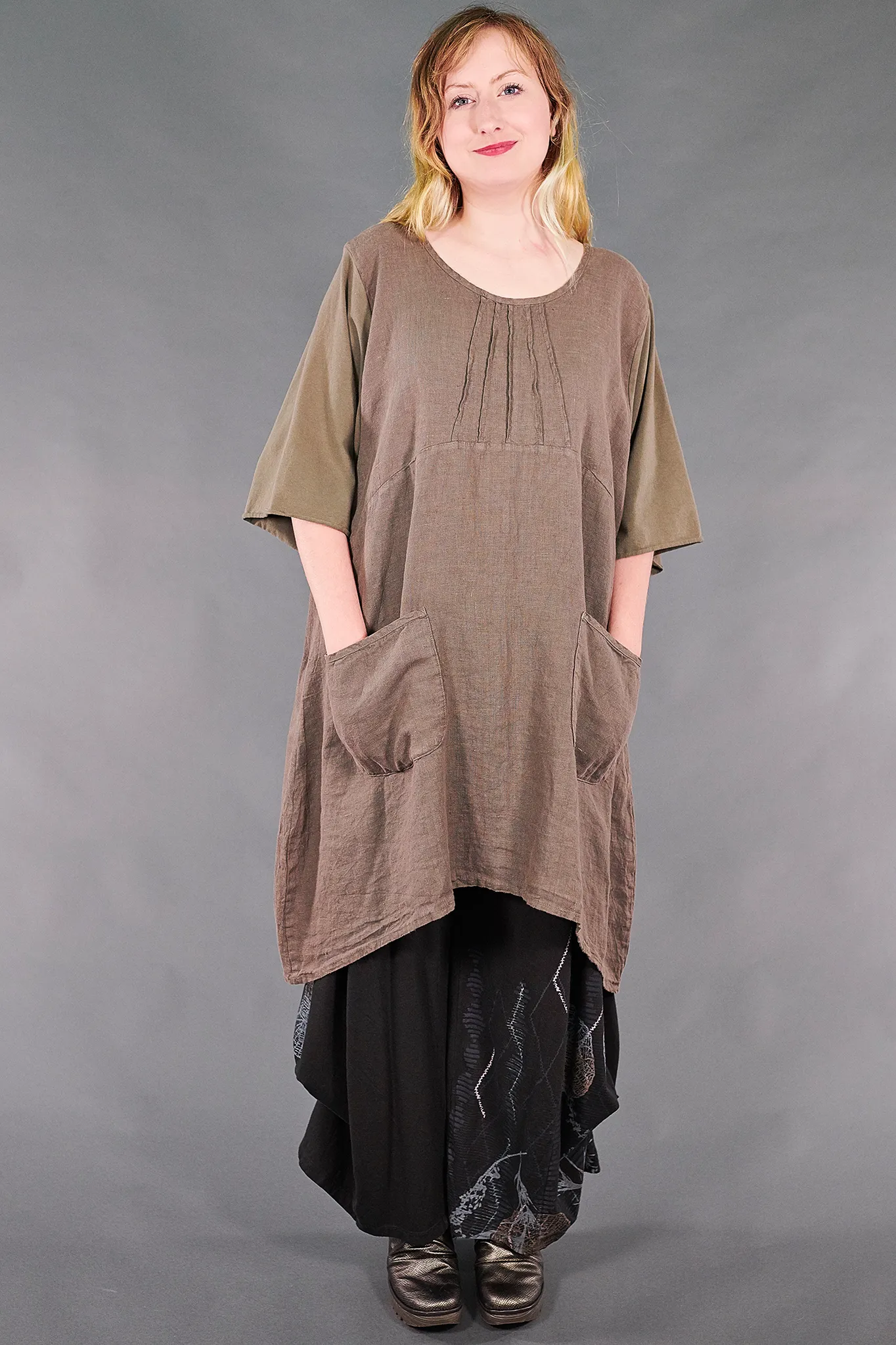 7203 Milkmaid Dress-Bark-U