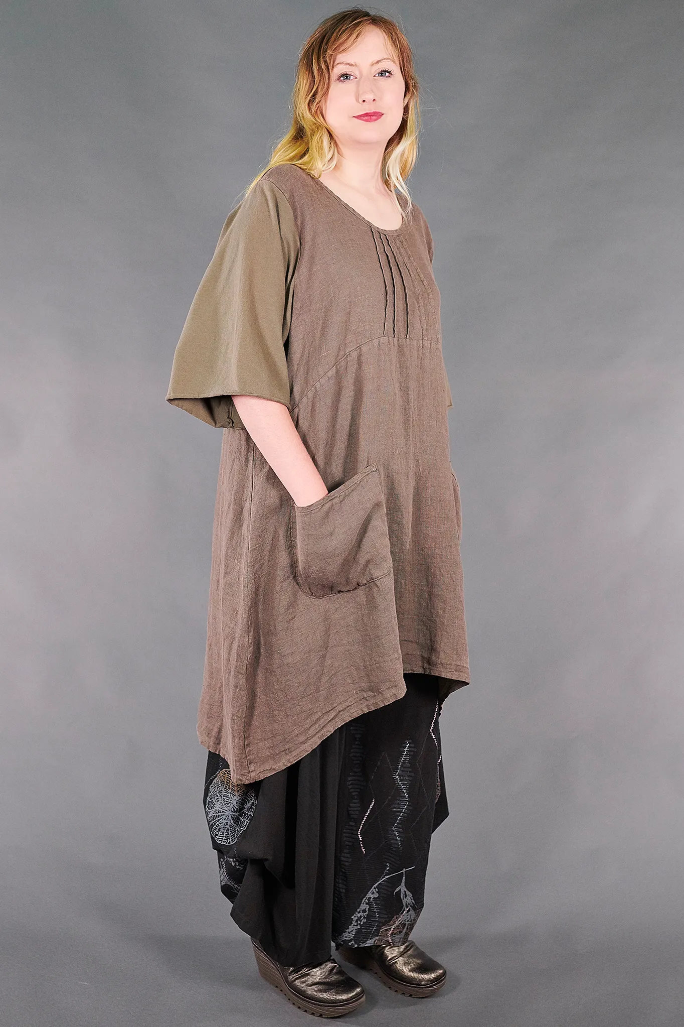 7203 Milkmaid Dress-Bark-U