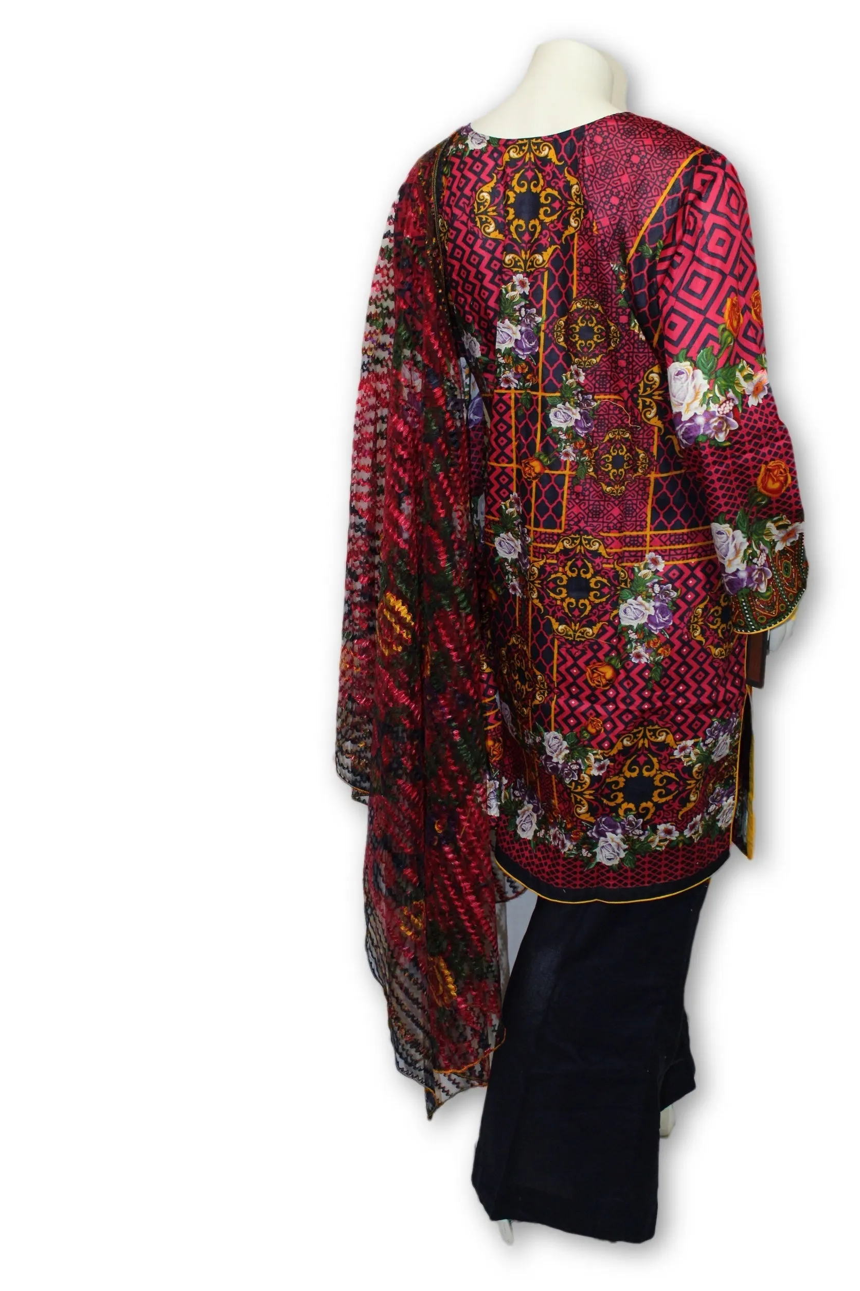 A08 Pakistani Indian Fine Design 3 Pcs Embroidered  Lawn Suit