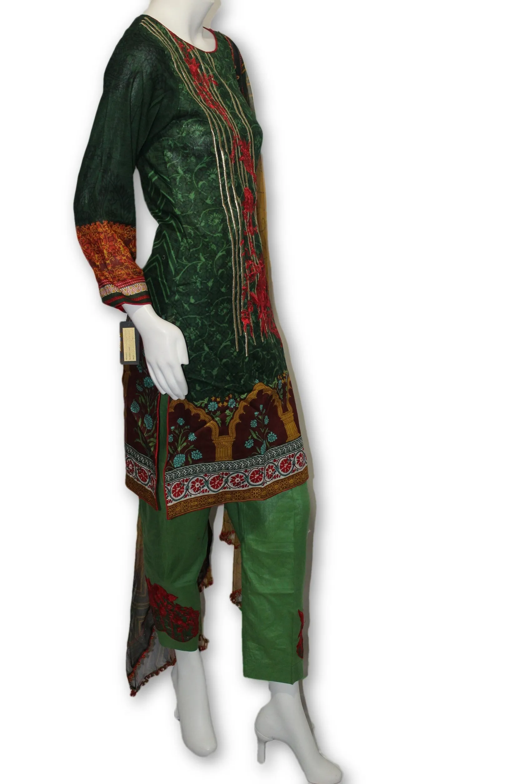 A11 Pakistani Indian Fine Design 3 Pcs Embroidered  Lawn Suit