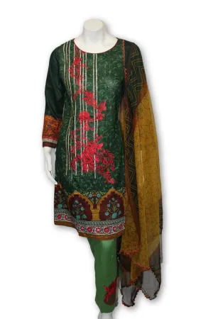 A11 Pakistani Indian Fine Design 3 Pcs Embroidered  Lawn Suit
