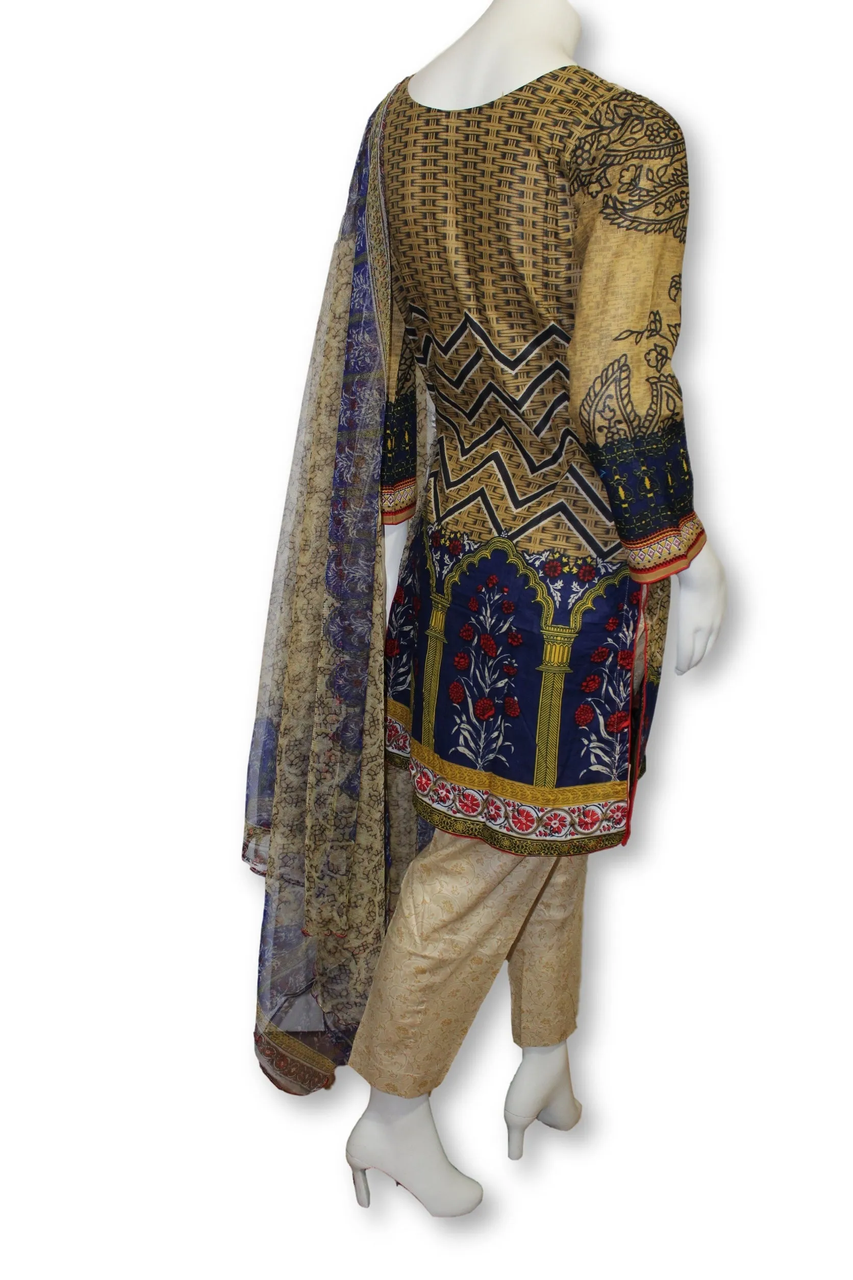 A22 Pakistani Indian Fine Design 3 Pcs Embroidered  Lawn Suit