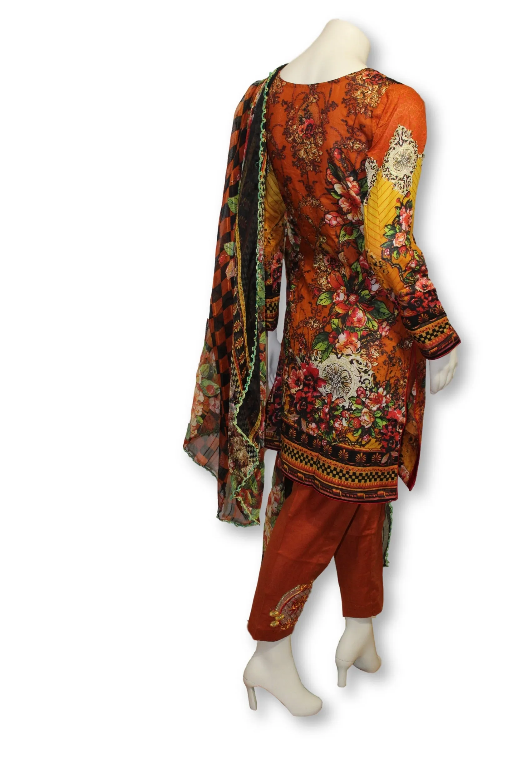 A30 Pakistani Indian Fine Design 3 Pcs Embroidered  Lawn Suit