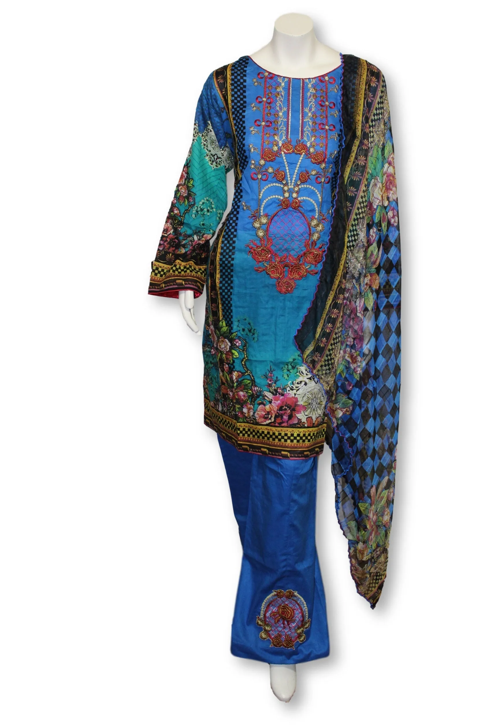 A30 Pakistani Indian Fine Design 3 Pcs Embroidered  Lawn Suit