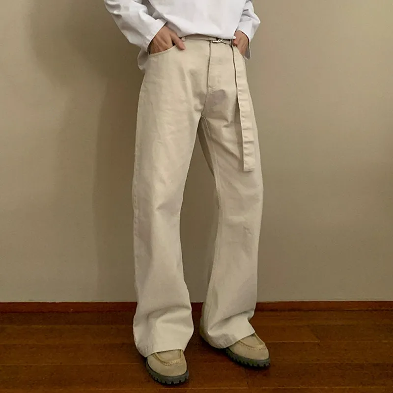 Adjustable Belt Flared Casual Pants