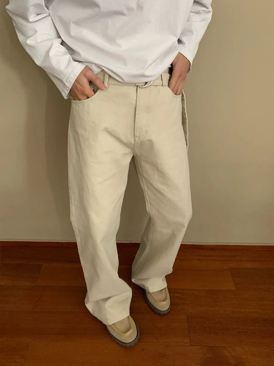Adjustable Belt Flared Casual Pants