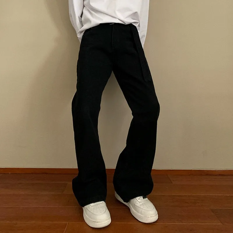 Adjustable Belt Flared Casual Pants
