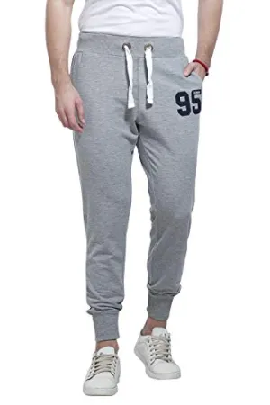 Alan Jones Clothing Men's Slim Fit Joggers (JOG18-D95-MIL-L_Black, White_L)