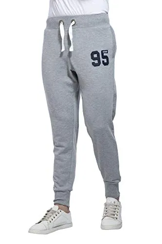 Alan Jones Clothing Men's Slim Fit Joggers (JOG18-D95-MIL-L_Black, White_L)
