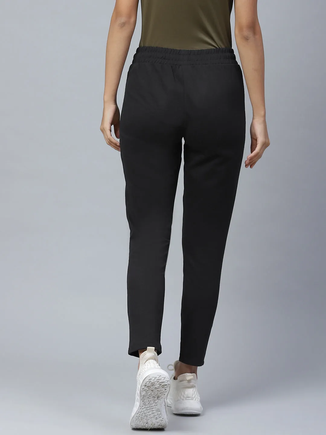 Alcis Women Black Solid Slim Fit Track Pants