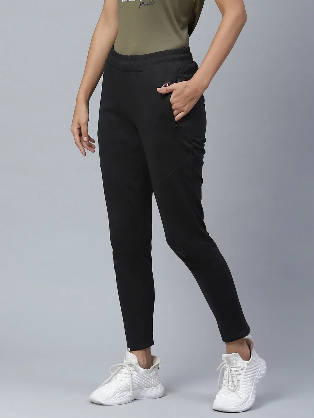 Alcis Women Black Solid Slim Fit Track Pants