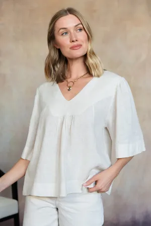 Amelie Linen Top (Light Buff)