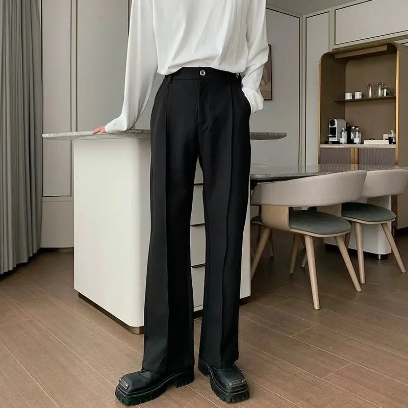 Anti-Wrinkle Elastic Waist Wide-Leg Suit Pants