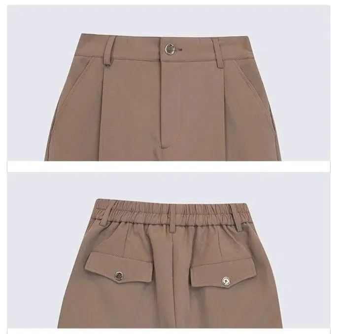 Anti-Wrinkle Elastic Waist Wide-Leg Suit Pants