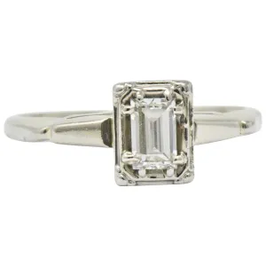 Art Deco 0.35 CTW Diamond 14 Karat White Gold Engagement Ring