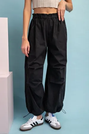 Ash Black Wash Parachute Pant