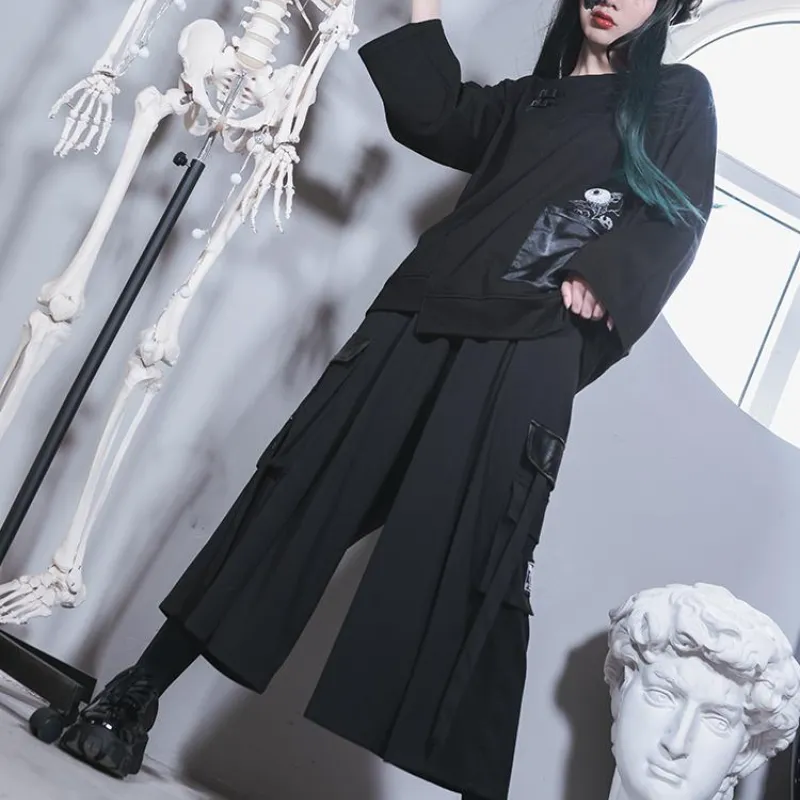 Asymmetric Wide Leg Pants Fashion Cool Personality Japanese Style Pants S20203