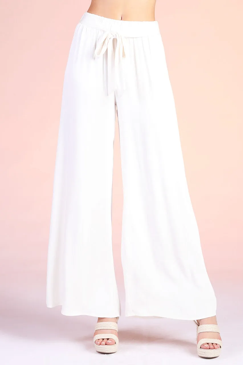Back In Time Poly Silk Tie Waist Pants