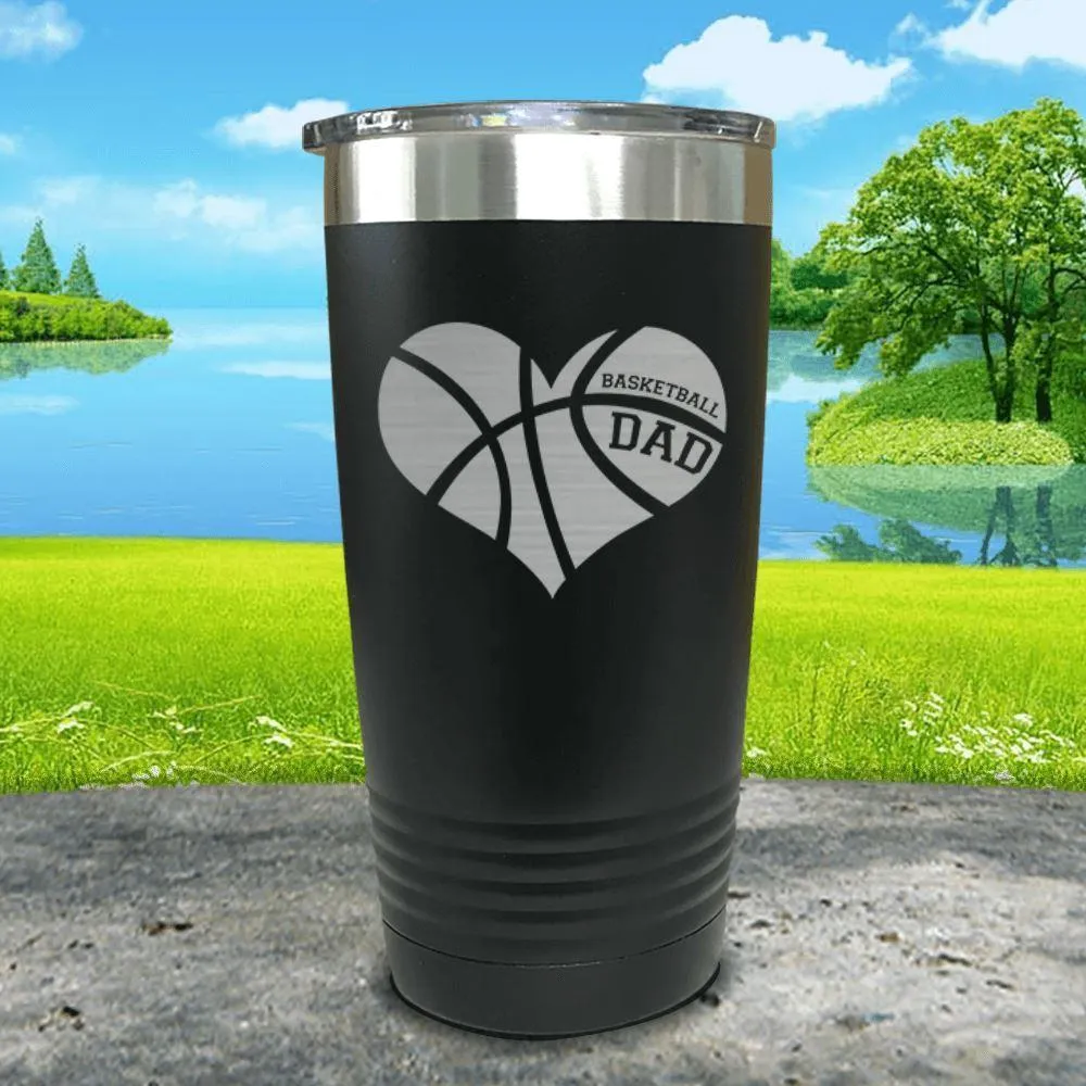 Basketball Dad Heart Engraved Tumbler