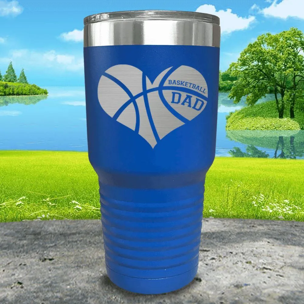 Basketball Dad Heart Engraved Tumbler