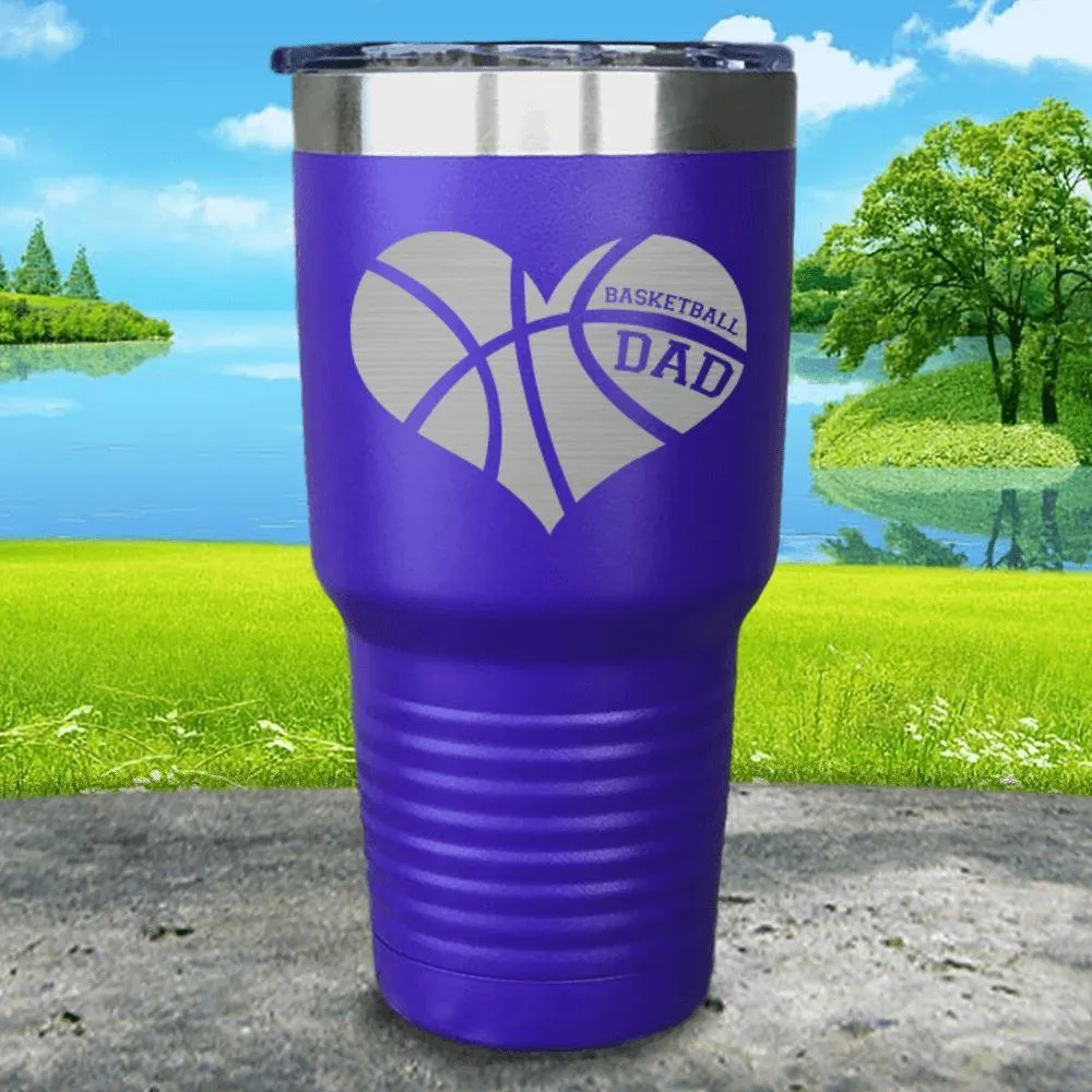 Basketball Dad Heart Engraved Tumbler