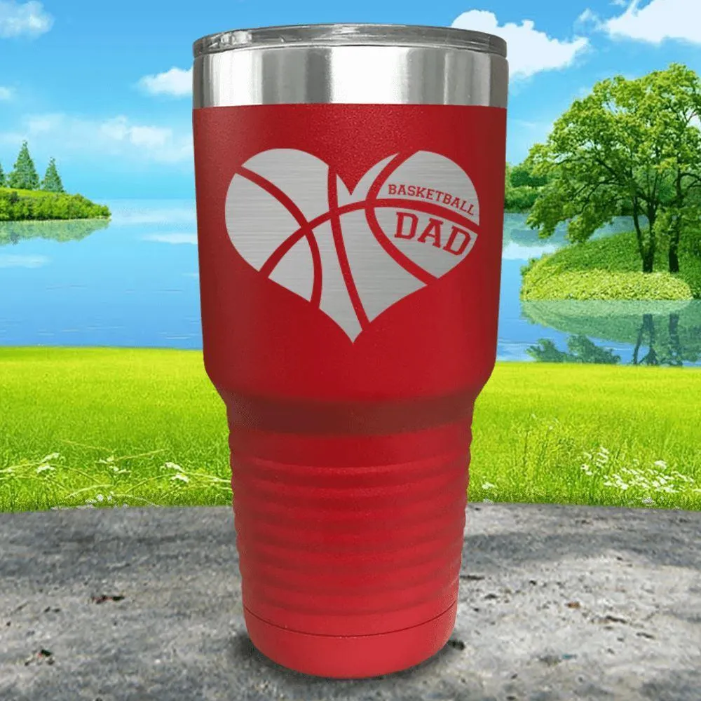 Basketball Dad Heart Engraved Tumbler