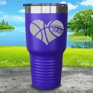 Basketball Dad Heart Engraved Tumbler