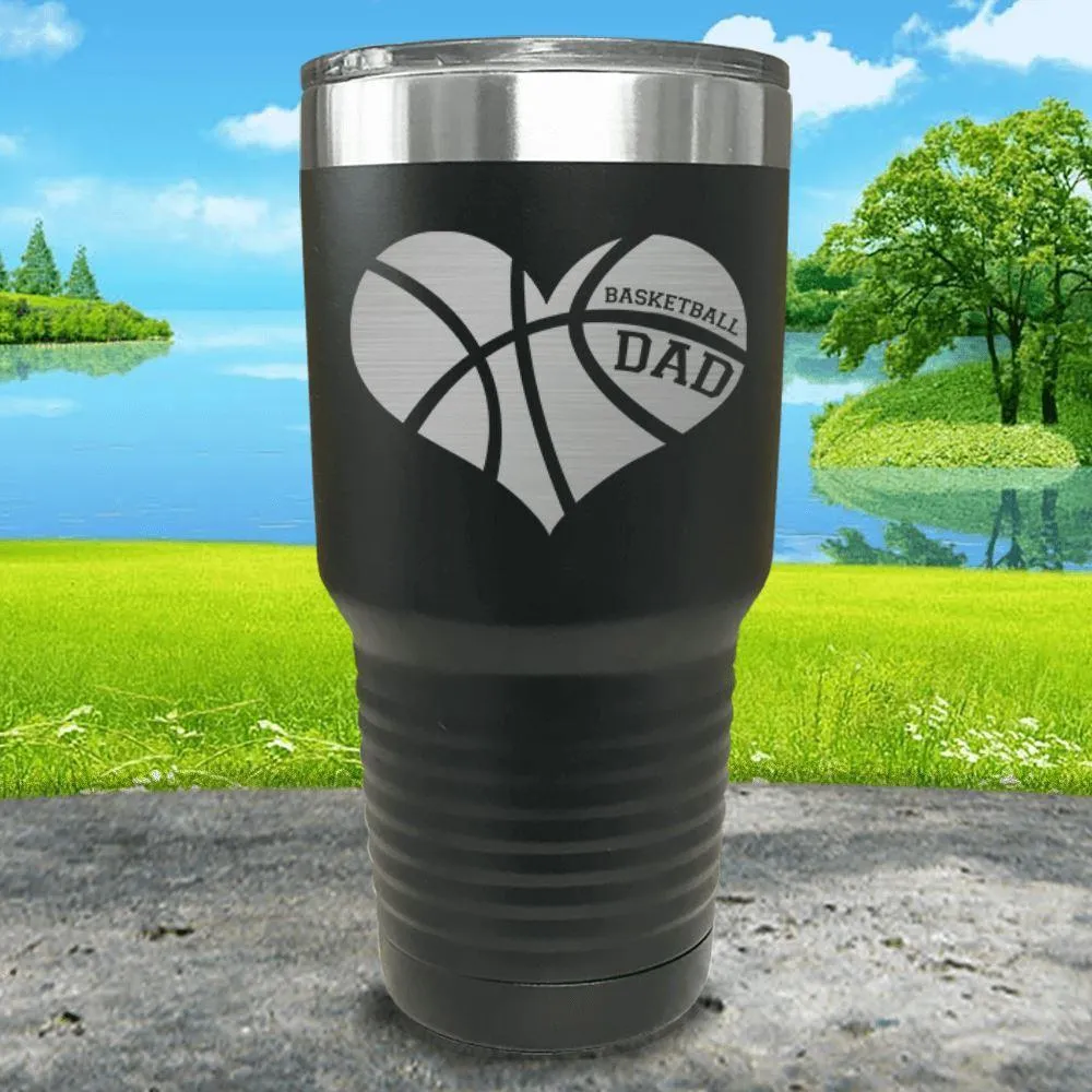 Basketball Dad Heart Engraved Tumbler