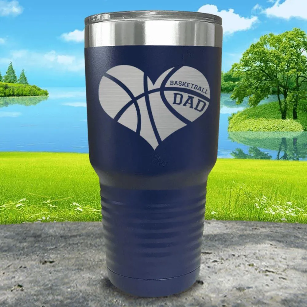 Basketball Dad Heart Engraved Tumbler