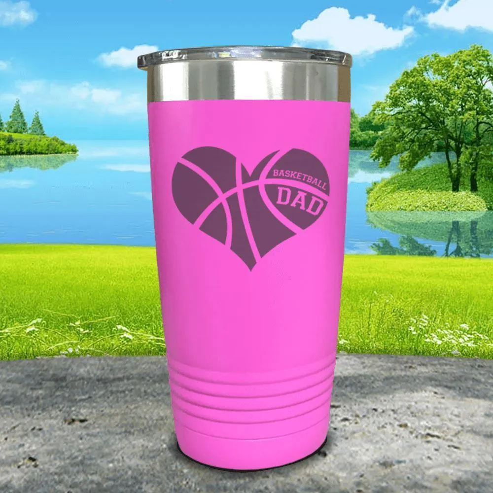 Basketball Dad Heart Engraved Tumbler