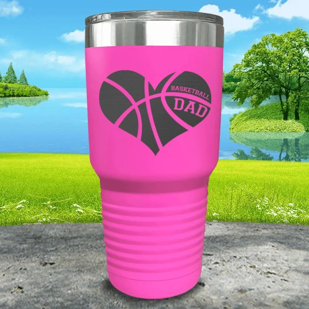 Basketball Dad Heart Engraved Tumbler