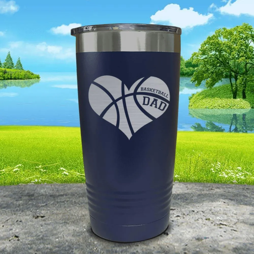 Basketball Dad Heart Engraved Tumbler