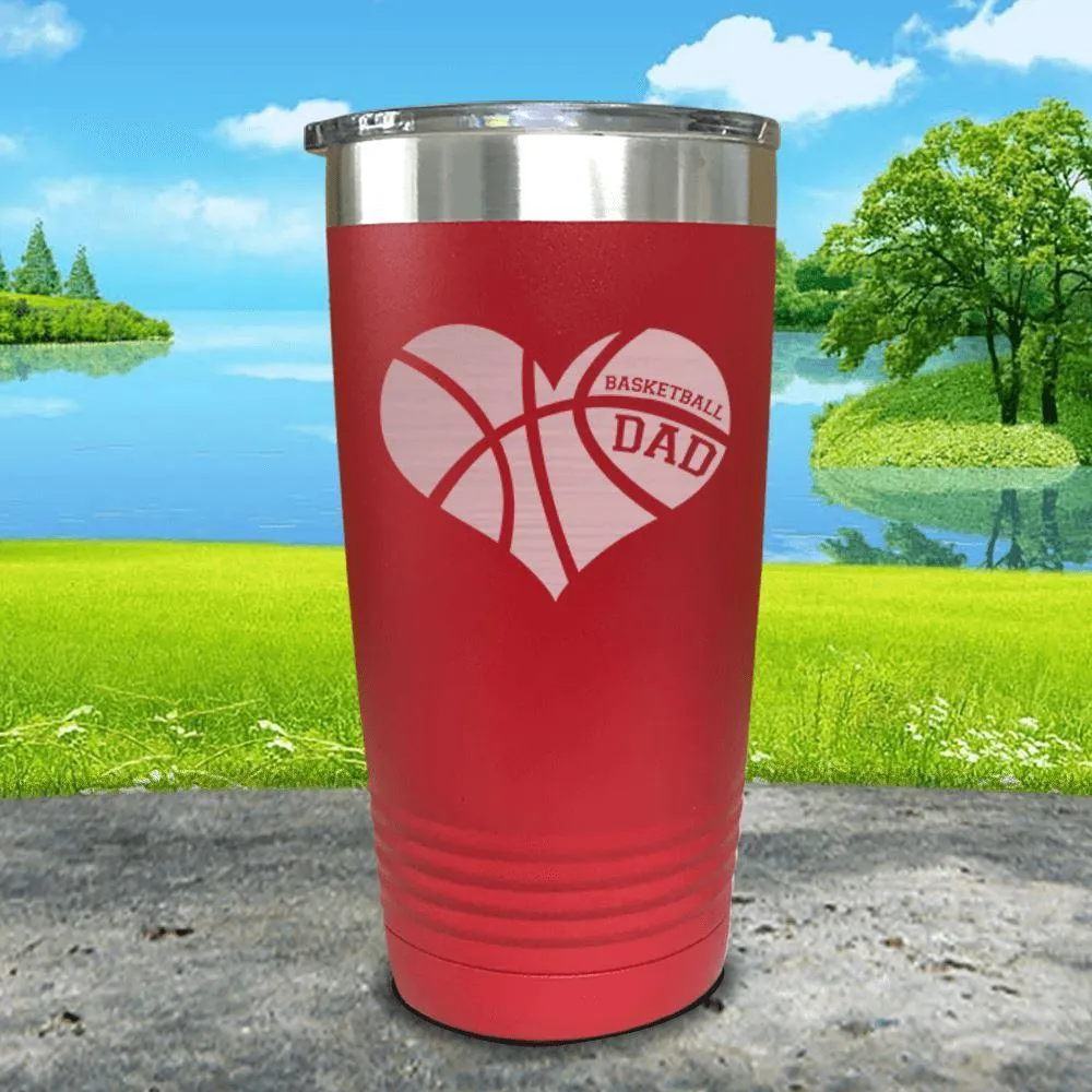 Basketball Dad Heart Engraved Tumbler
