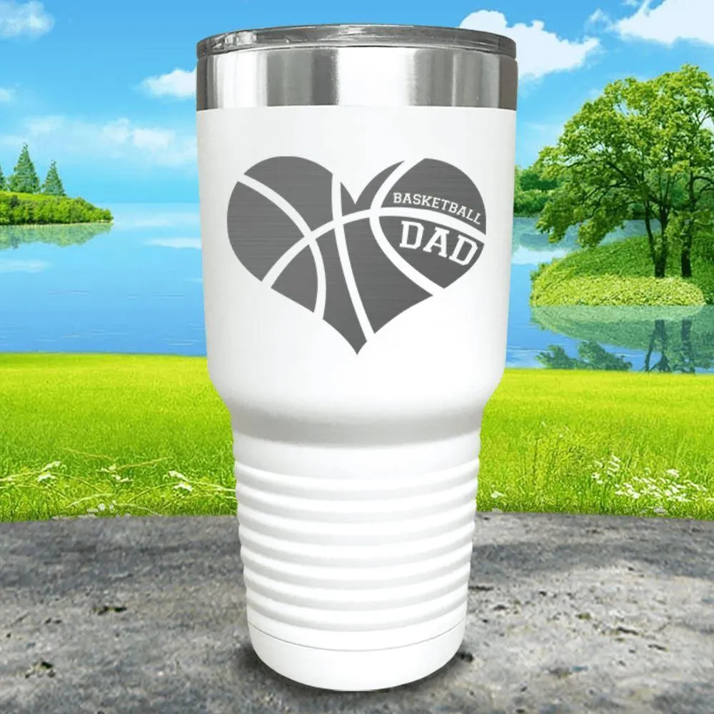 Basketball Dad Heart Engraved Tumbler