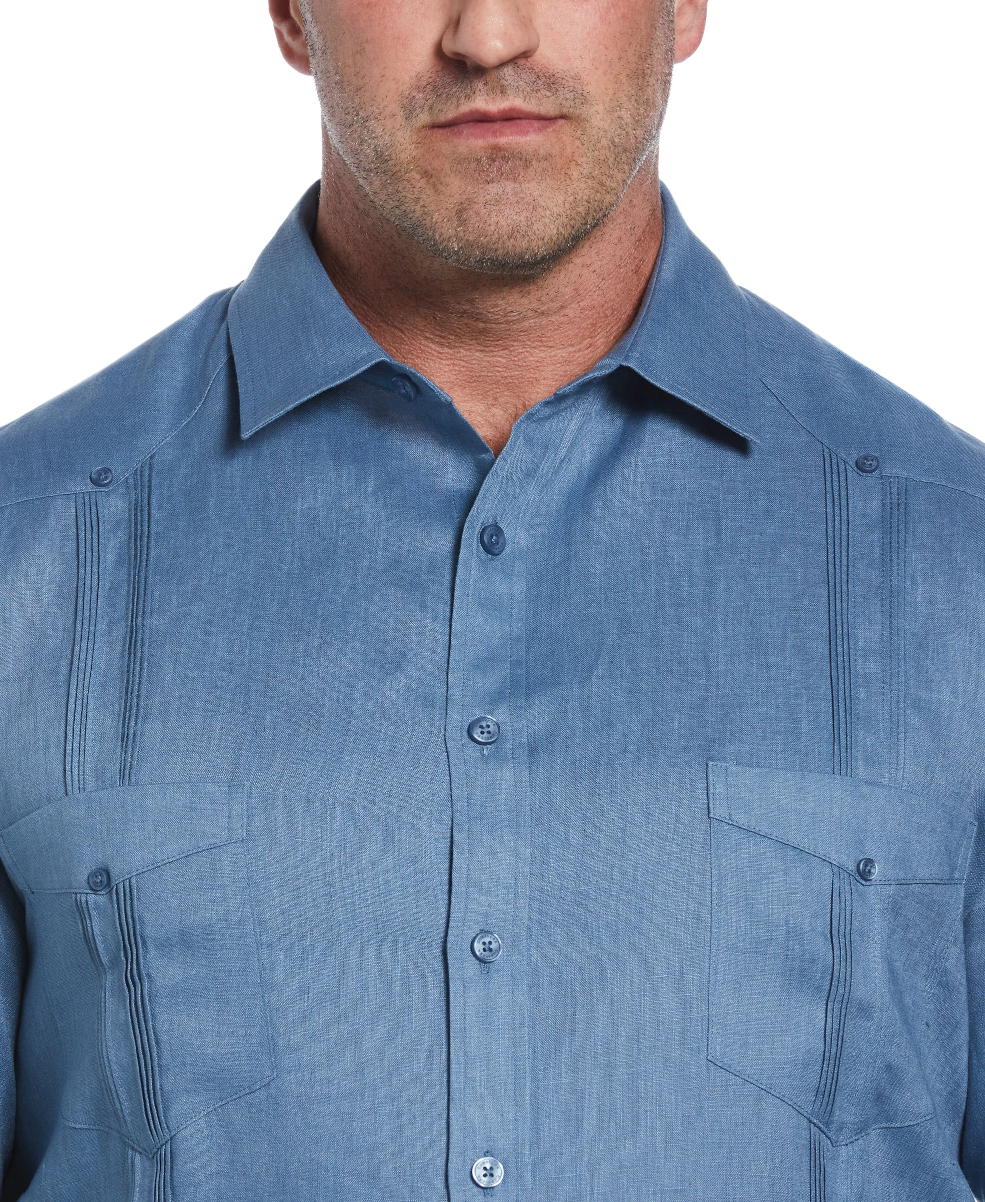 Big & Tall 100% Linen Classic Guayabera Shirt - Long Sleeve