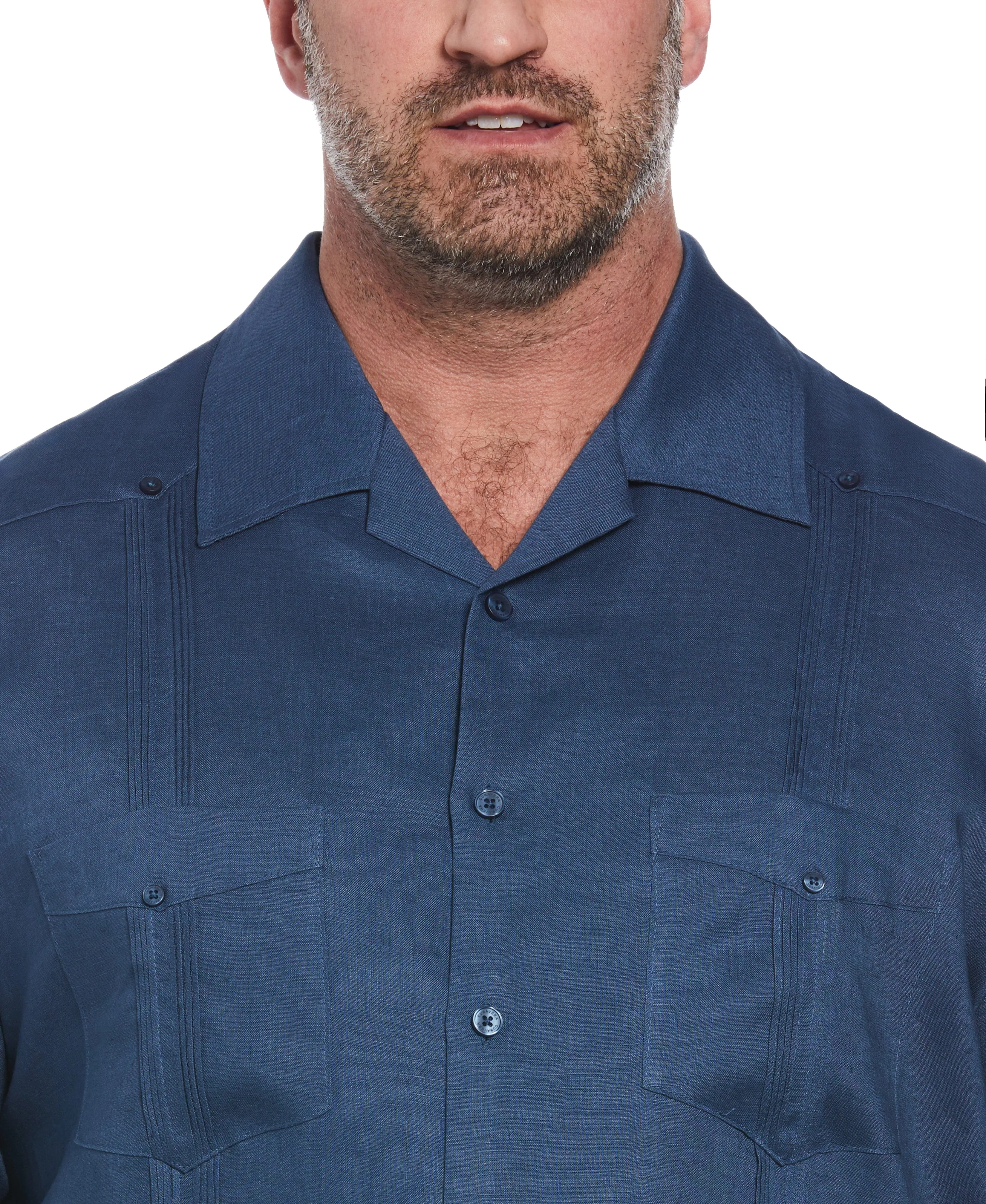 Big & Tall 100% Linen Classic Guayabera Shirt - Short Sleeve