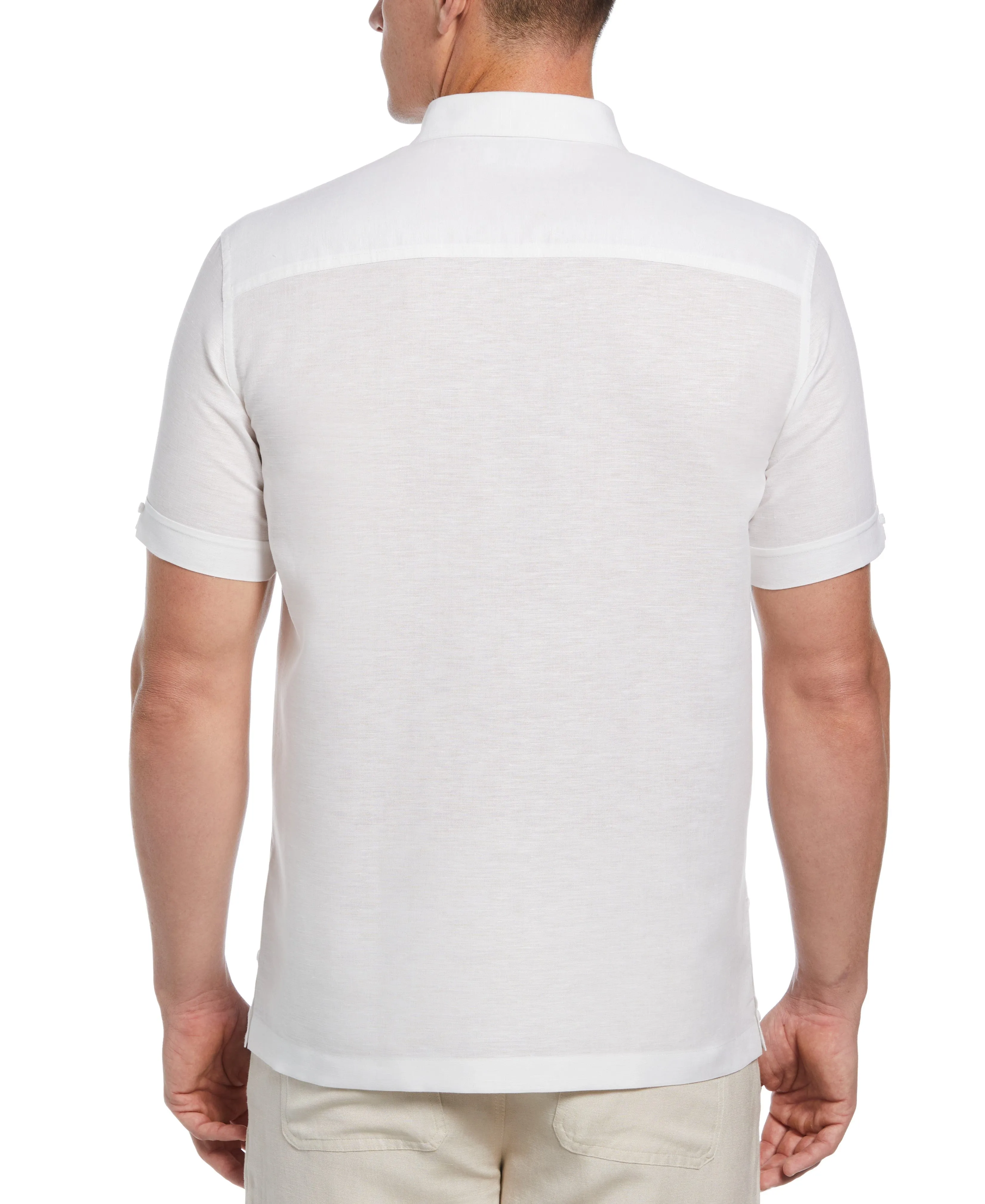 Big & Tall Linen Blend Tonal Embroidery Guayabera Shirt