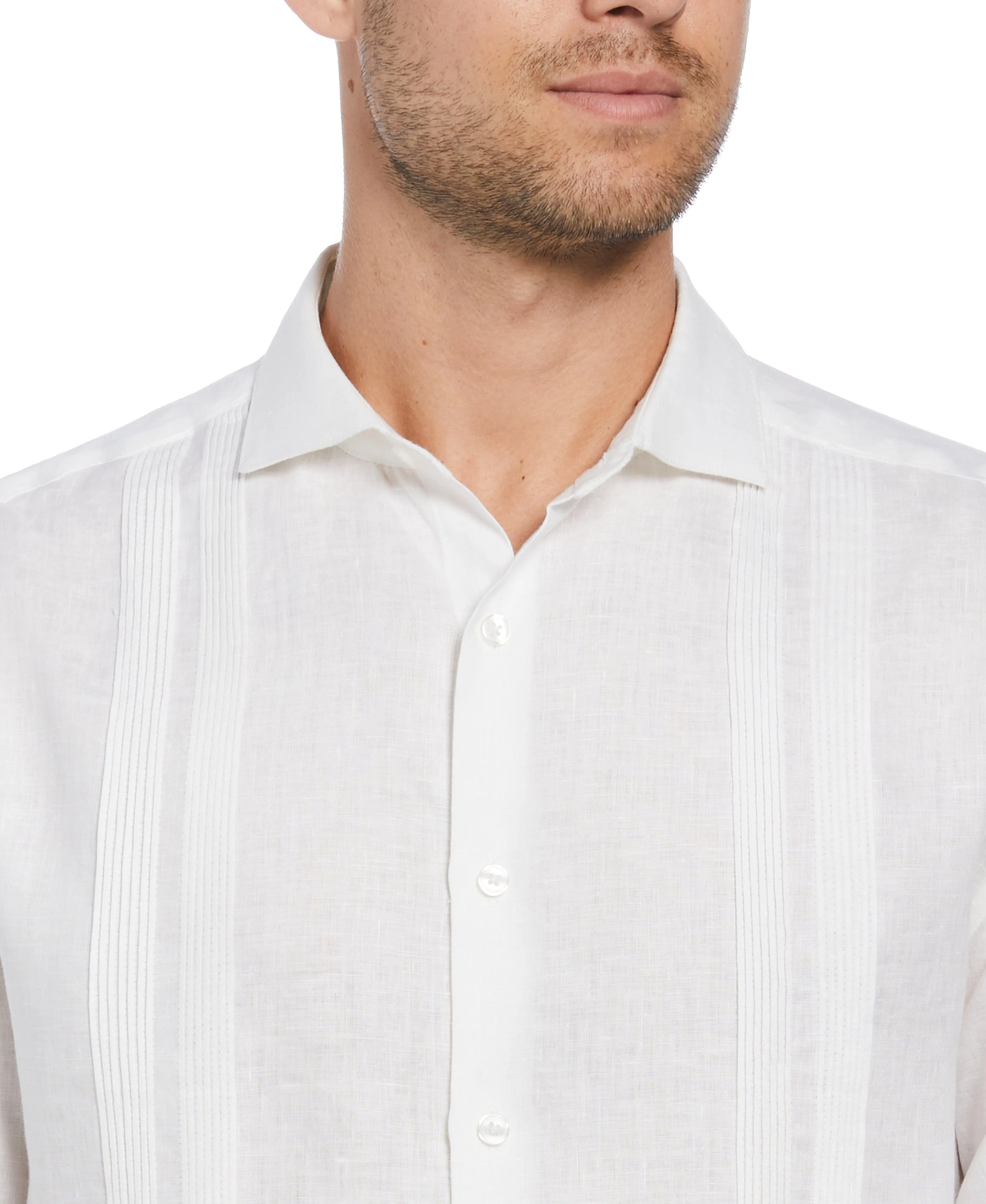 Big & Tall Linen Multi Pintuck Guayabera Shirt