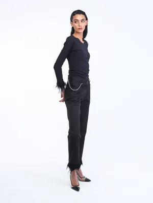 Black feathers pants