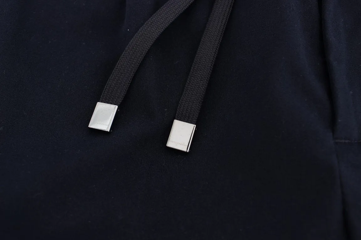 Blue Cotton Stretch Casual Pants